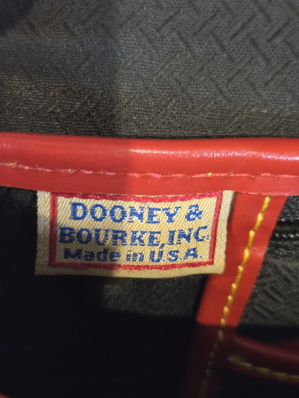 Dooney & Bourke Denim & Red Leather Crossbody Flap Bag - Vintage Made in USA - Picture 10 of 14